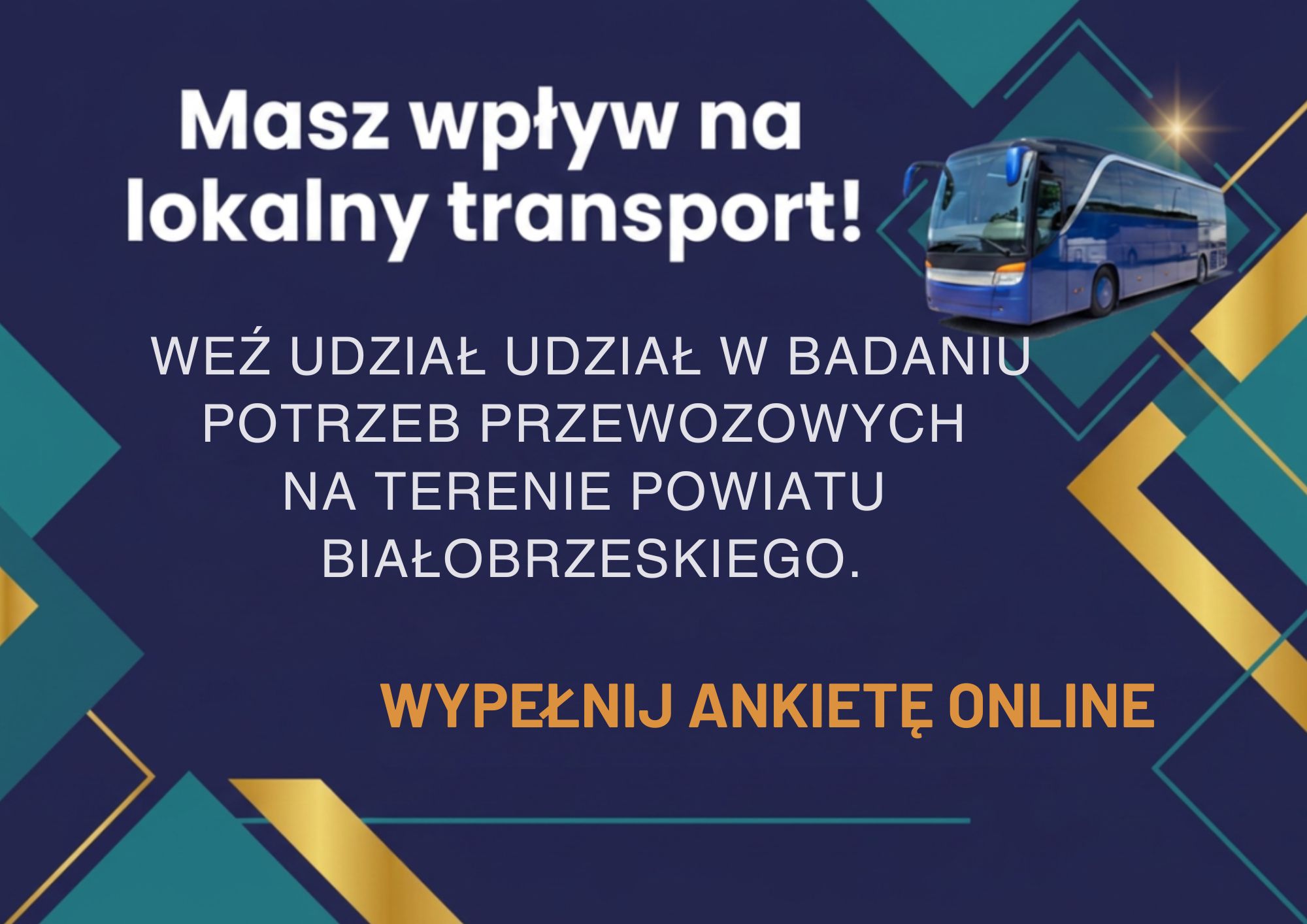 Ankieta&nbsp; Badanie potrzeb przewozowych w&nbsp;publicznym transporcie zbiorowym na&nbsp;terenie Powiatu Białobrzeskiego&nbsp;