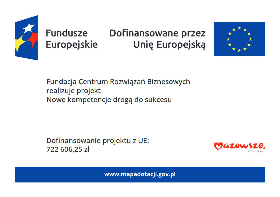 Projekt wsp&oacute;łfinansowany ze środk&oacute;w Europejskiego Funduszu Społecznego Plus w&nbsp;ramach Programu Fundusze Europejskie dla Mazowsza na&nbsp;lata 2021-2027