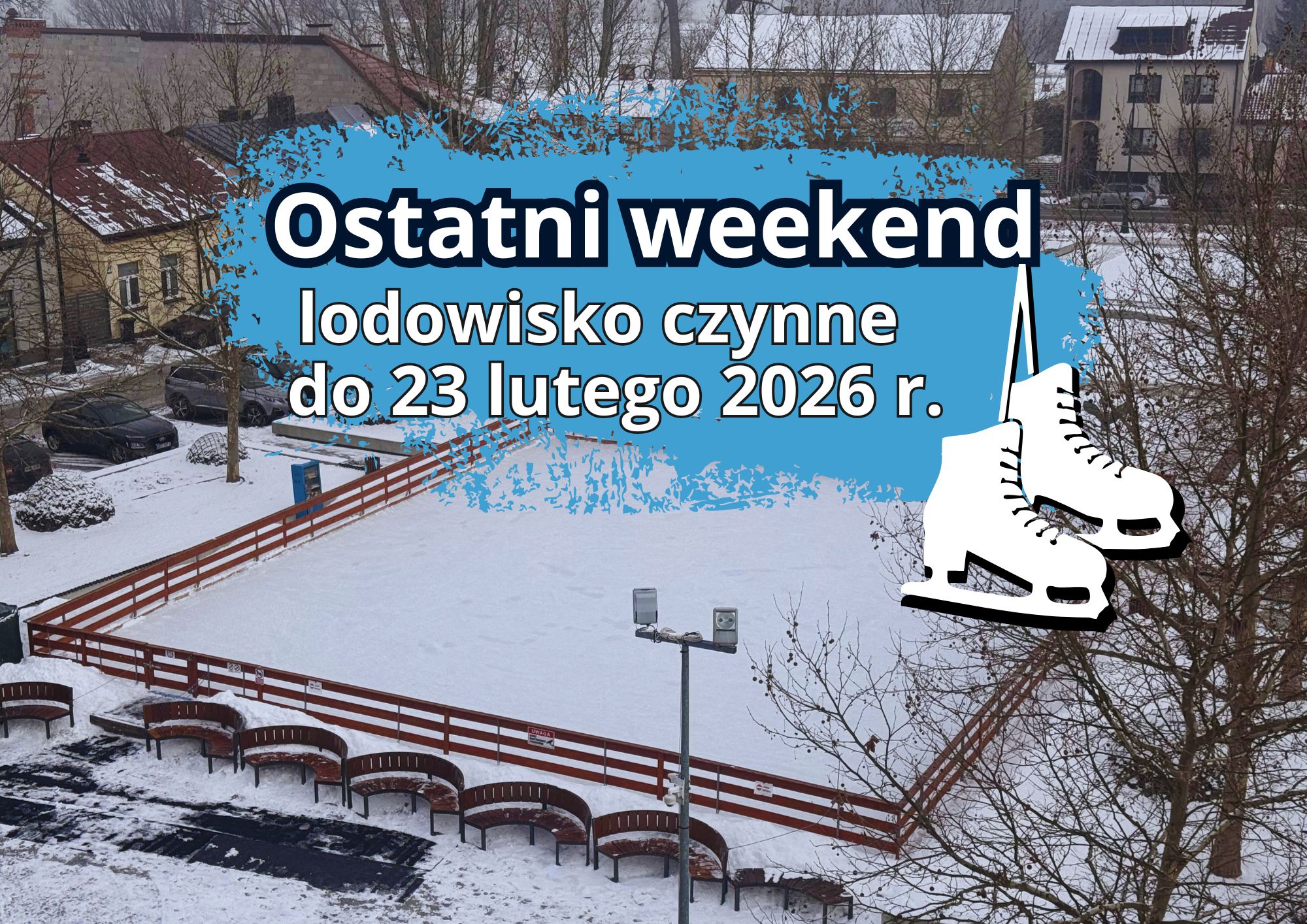 Lodowisko miejskie w&nbsp;Białobrzegach. Koniec sezonu.  