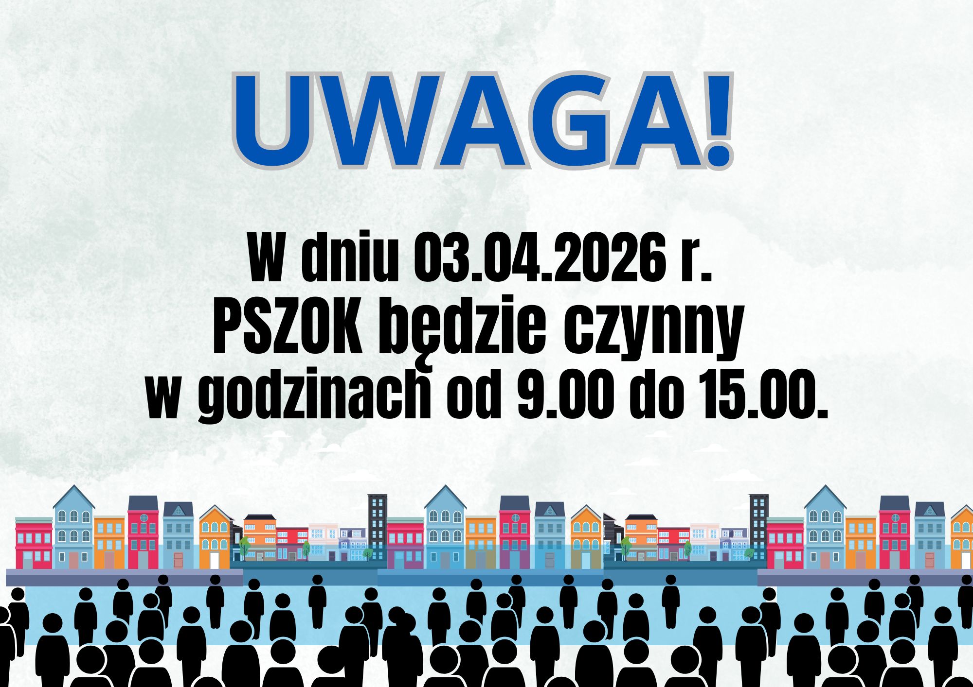 W dniu 03.04.2026 r. PSZOK będzie czynny w&nbsp;godzinach 9.00-15.00.