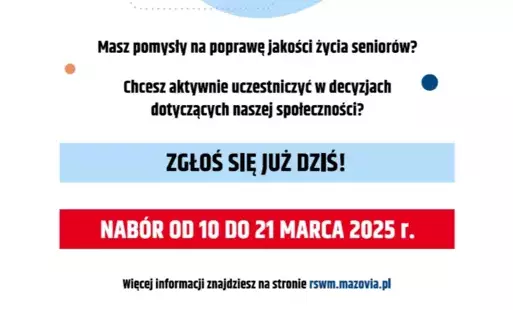 Zdjęcie do Nab&oacute;r kandydat&oacute;w do Rady Senior&oacute;w Wojew&oacute;dztwa Mazowieckiego &ndash; kadencja II